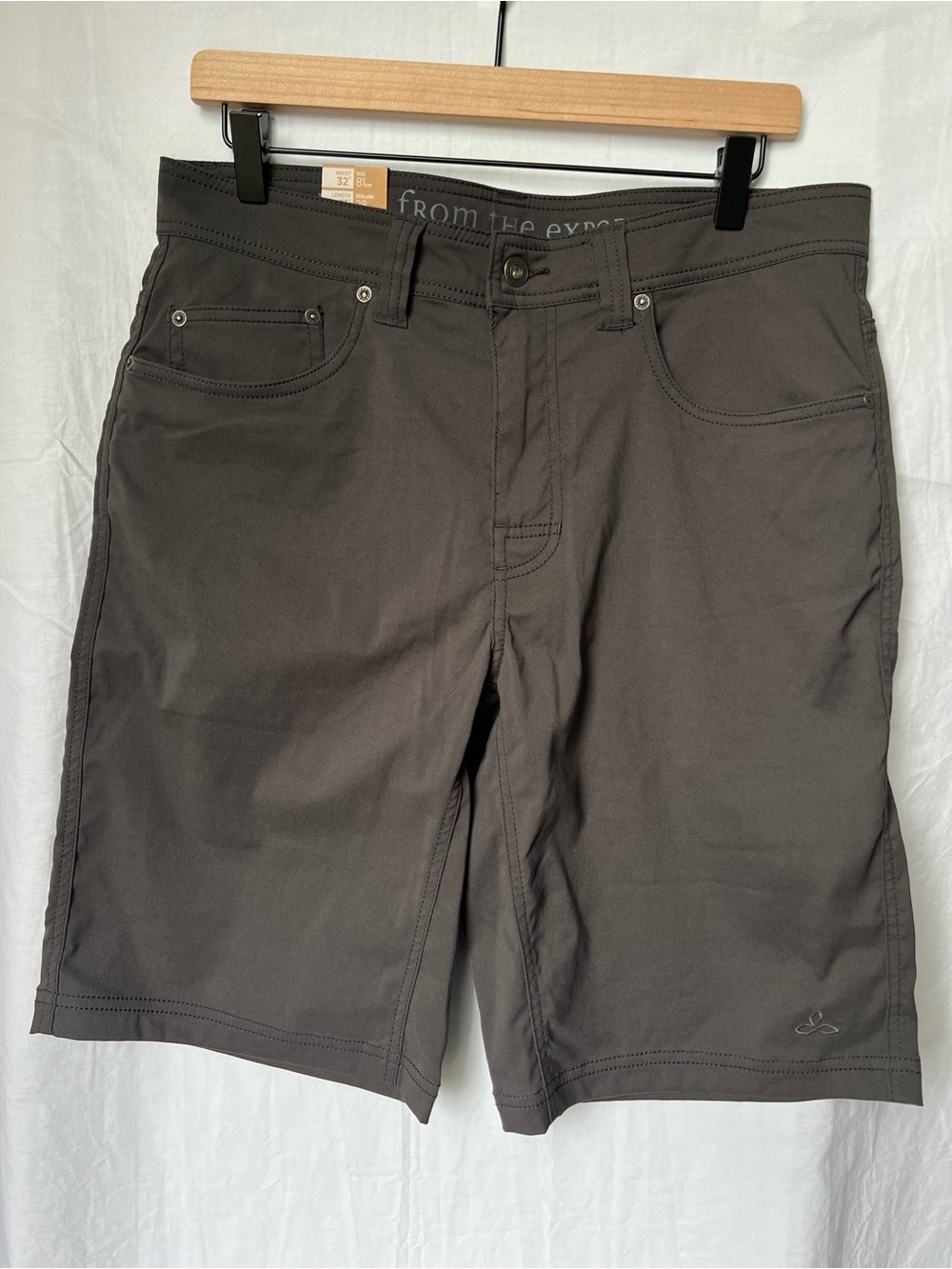 NWT prAna Brion Shorts Charcoal Gray Men's Size 32